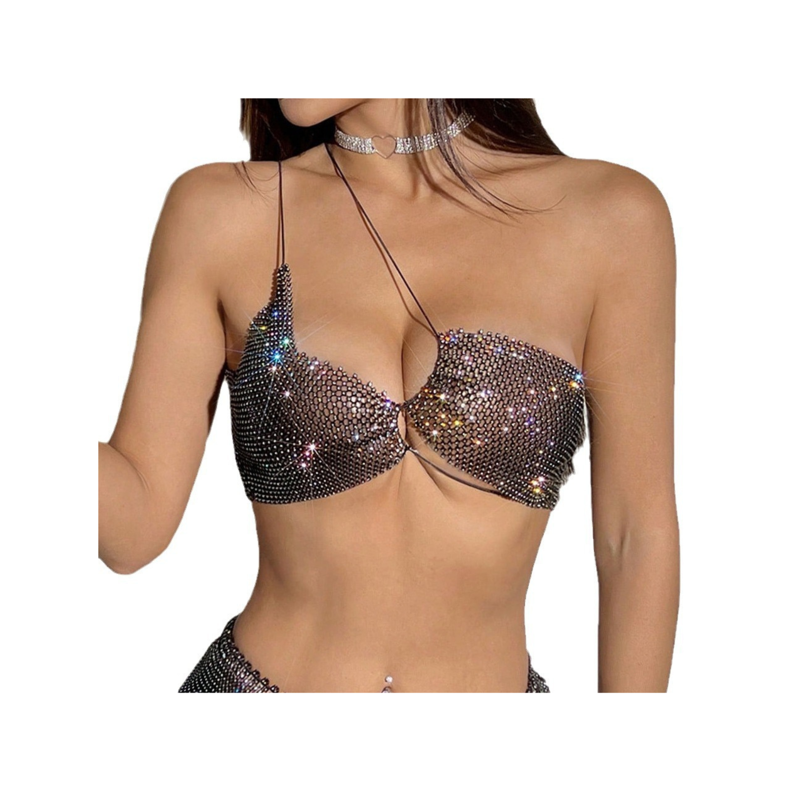 TIPSY-G Fishnet Rhinestone Strappy Sexy Crop Top Tipsy G TIPSY-G Fishnet Rhinestone Strappy Sexy Crop Top Tipsy G