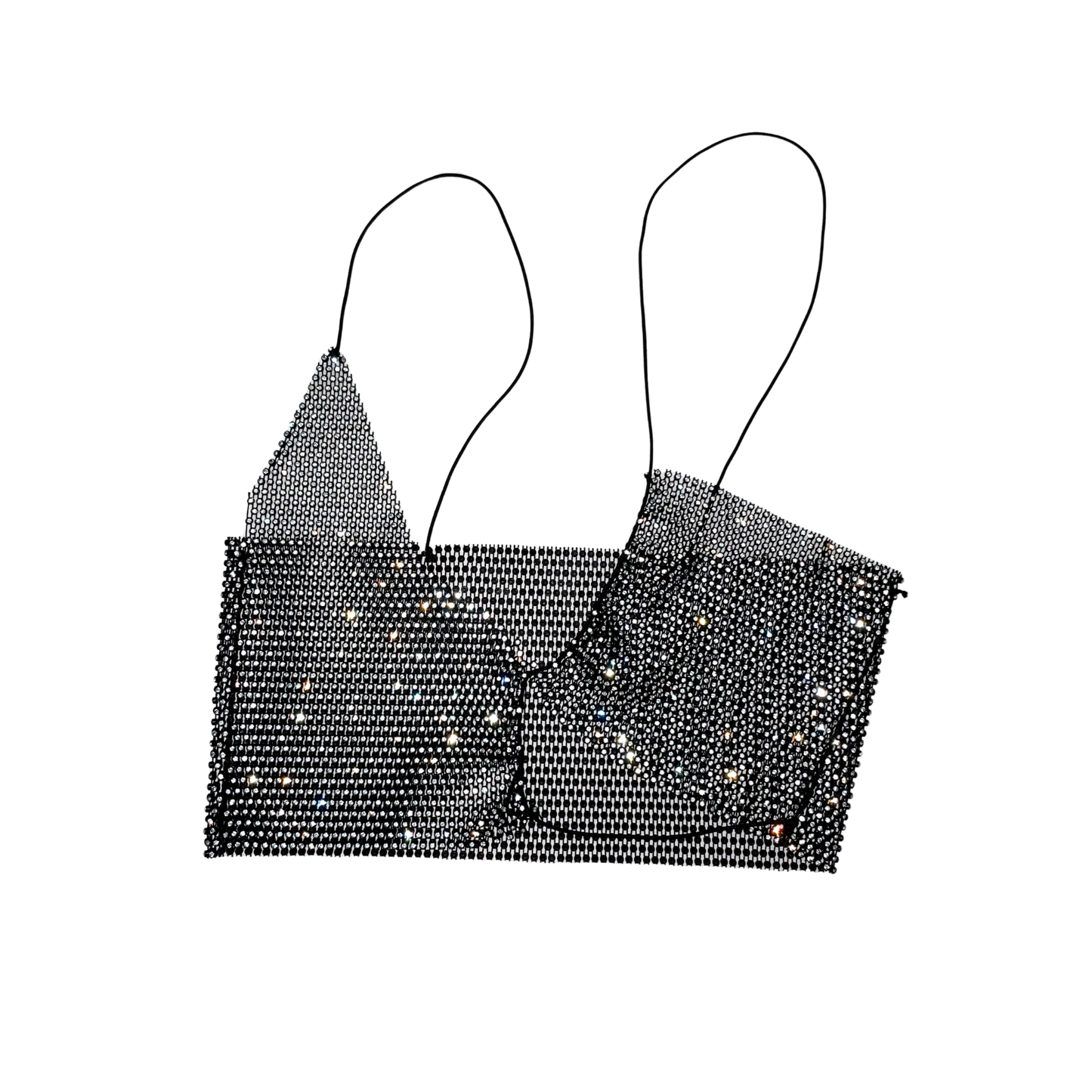 TIPSY-G Fishnet Rhinestone Strappy Sexy Crop Top