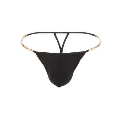 Stylish Silk T-Back Underwear with Gold Chain