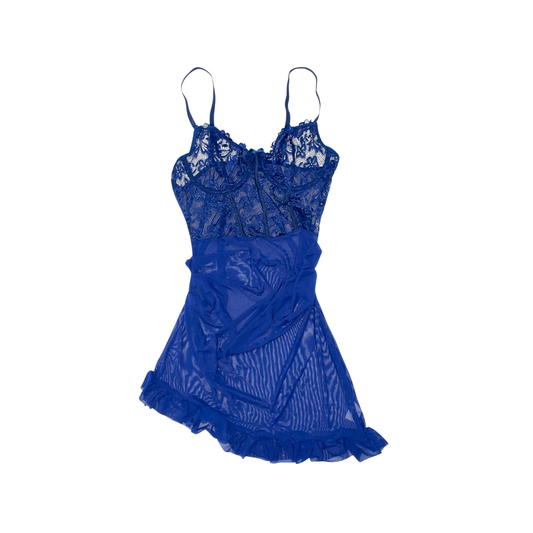 Navy Semi-Transparent Lace Lingerie Set