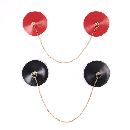 Stylish Leather Nipple Covers with Golden Chain