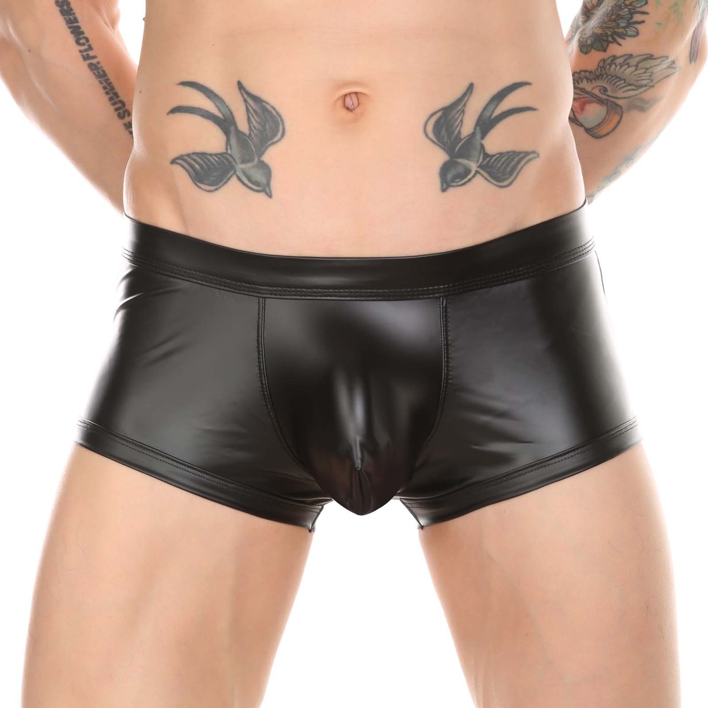 Stylish Faux Leather Underwear with Butt-Baring Design